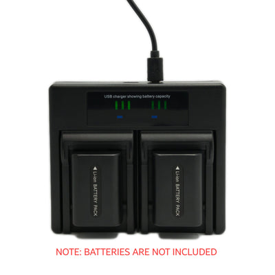 Hridz NP-FH50 Dual Battery Charger for Sony Cyber-shot HX100V, HX200V & Alpha A230–A390
