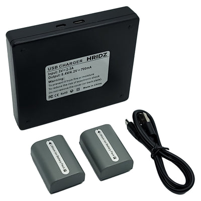 Hridz NP-FP50 2 Batteries & Dual Charger Set for Sony DCR-HC/DVD/SR Series Camcorders