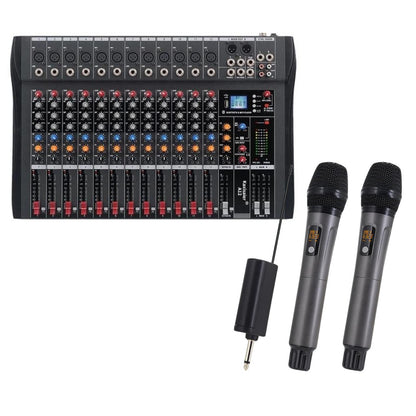 Hridz Pro Audio Sound Mixer Bundle – 12-Channel Mixer & UR-109 Dual Wireless Mics