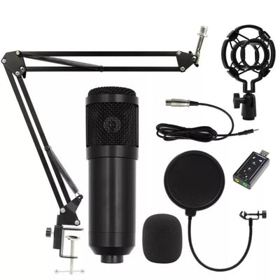 Hridz Professional Black Studio Condenser Microphone for Desk with Sound card