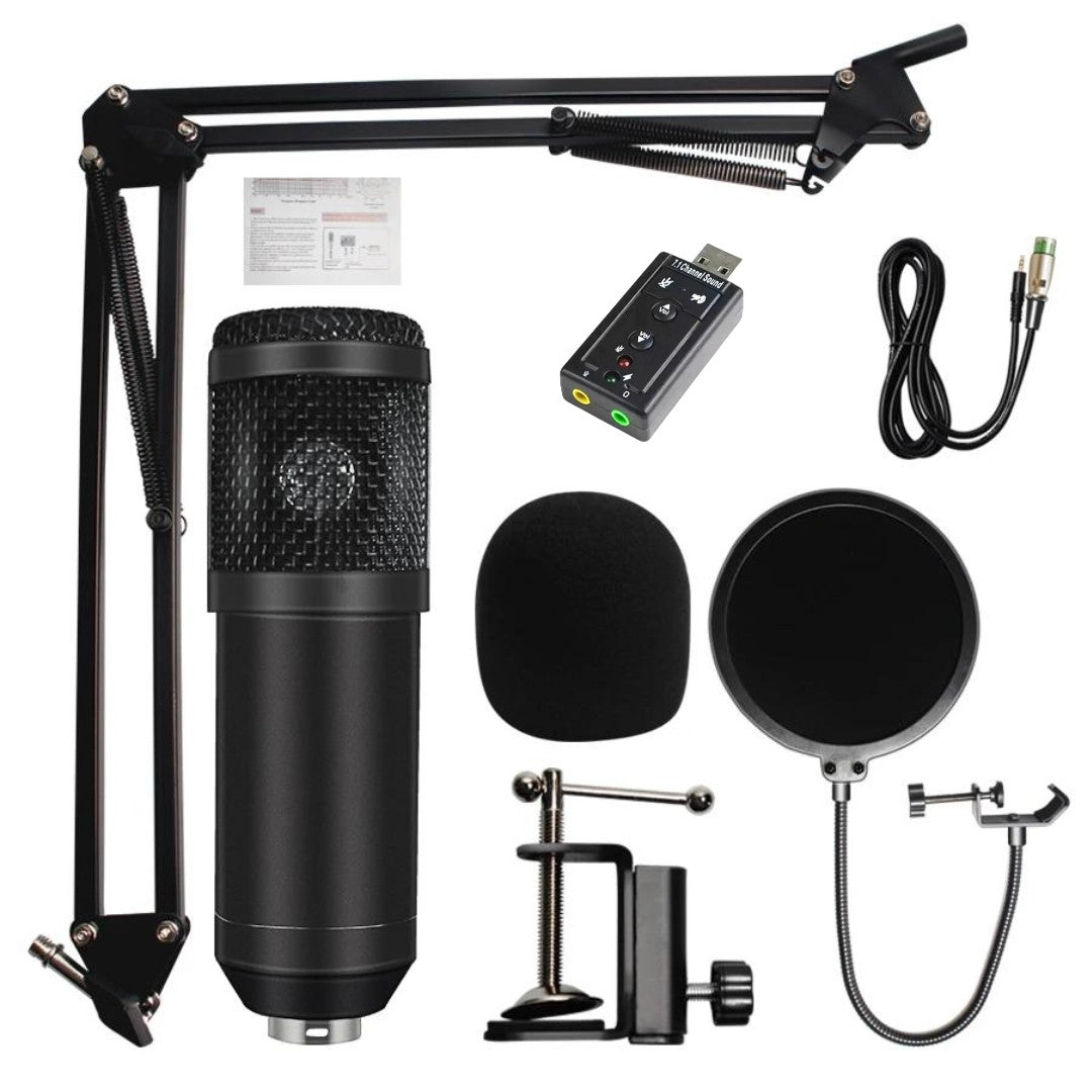 Hridz Professional Black Studio Condenser Microphone for Desk with Sound card