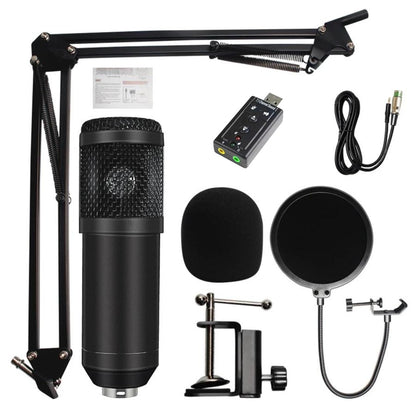 Hridz Professional Black Studio Condenser Microphone for Desk with Sound card