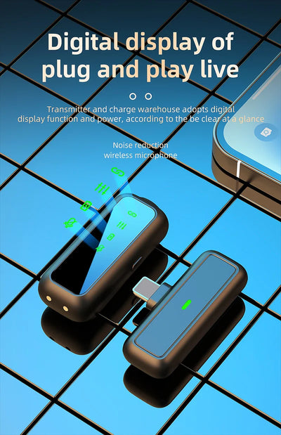 Hridz Proffesional 2in1 Portable Wireless Microphone 2.4g Dual Microphone for Vlog Singing Teaching Recording