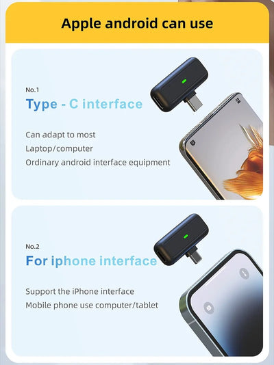 Hridz Proffesional 2in1 Portable Wireless Microphone 2.4g Dual Microphone for Vlog Singing Teaching Recording