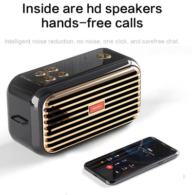 Hridz Retro Portable Bluetooth 5.0 Speaker – Stereo HiFi Sound, 1200mAh Battery, AUX & USB