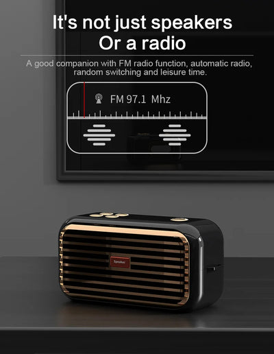 Hridz Retro Portable Bluetooth 5.0 Speaker – Stereo HiFi Sound, 1200mAh Battery, AUX & USB
