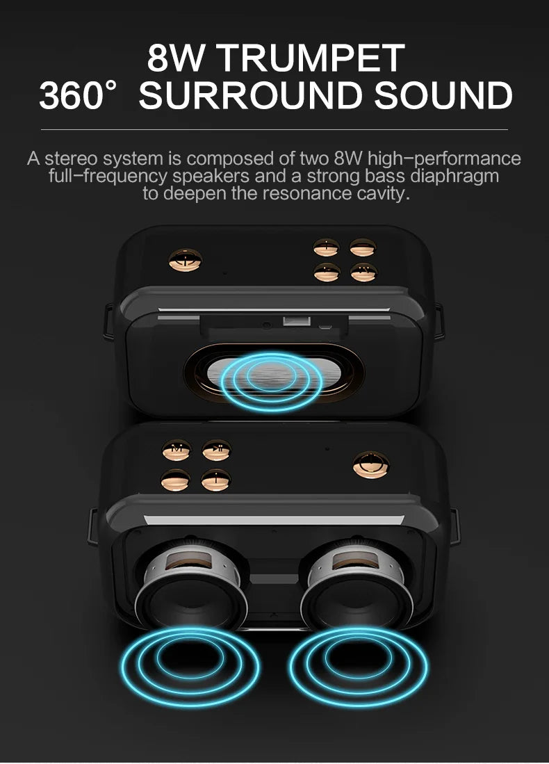 Hridz Retro Portable Bluetooth 5.0 Speaker – Stereo HiFi Sound, 1200mAh Battery, AUX & USB