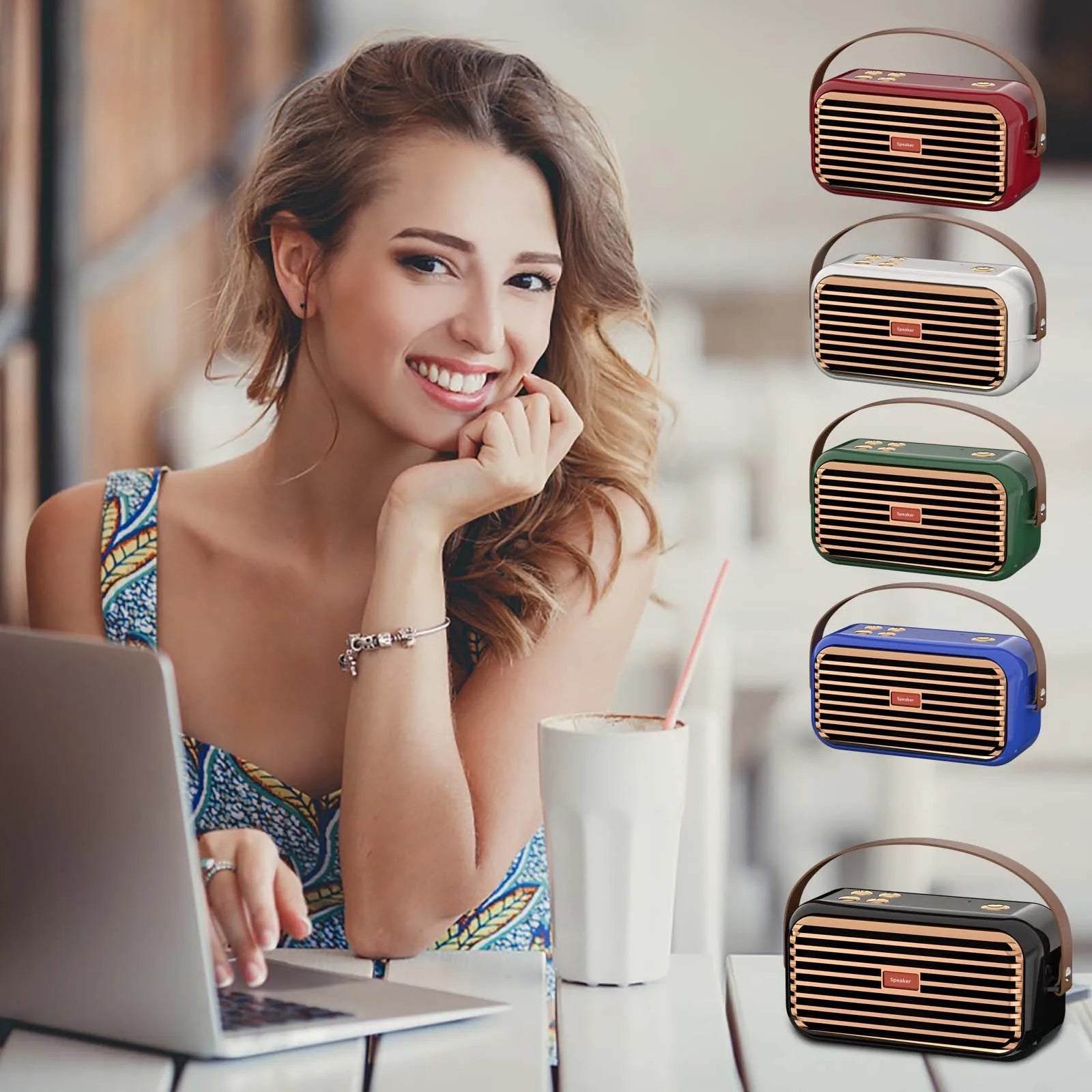 Hridz Retro Smart Wireless Speaker Portable for Gift Showcase Desktop PC Quality Stereo Hifi Sound