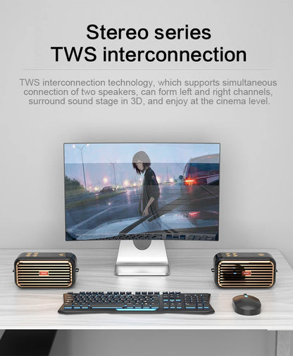 Hridz Retro Smart Wireless Speaker Portable for Gift Showcase Desktop PC Quality Stereo Hifi Sound