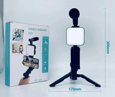 Hridz Smartphone Vlogging Kit with Tripod, LED Fill Light & Microphone – TikTok, YouTube & Live Streaming Starter Kit