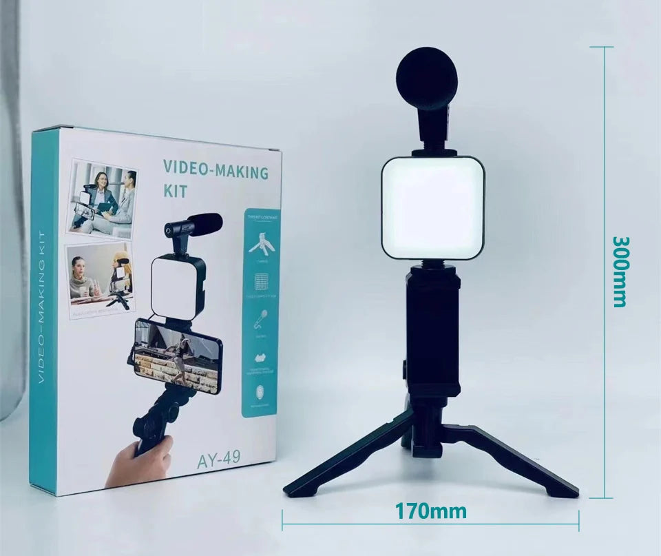 Hridz Smartphone Vlogging Kit with Tripod, LED Fill Light & Microphone – TikTok, YouTube & Live Streaming Starter Kit