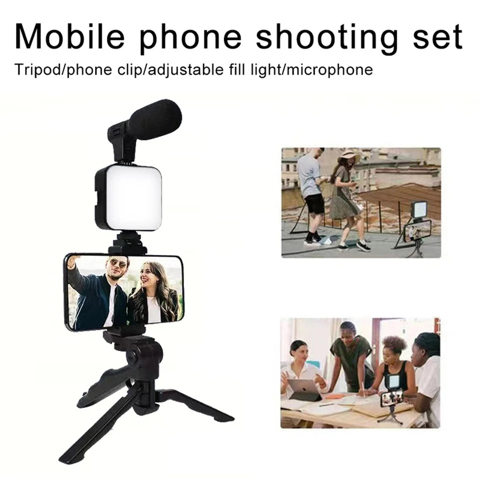 Hridz Smartphone Vlogging Kit with Tripod, LED Fill Light & Microphone – TikTok, YouTube & Live Streaming Starter Kit