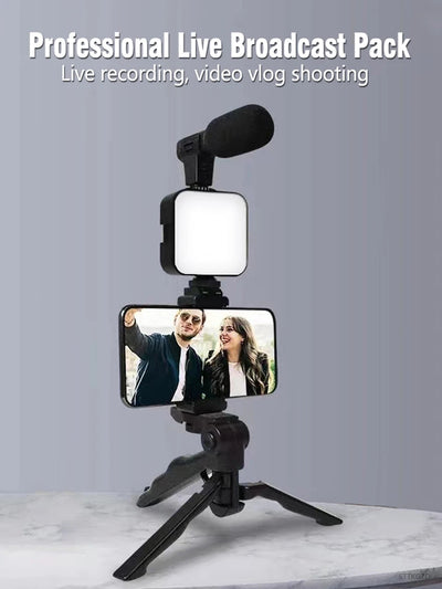 Hridz Smartphone Vlogging Kit with Tripod, LED Fill Light & Microphone – TikTok, YouTube & Live Streaming Starter Kit