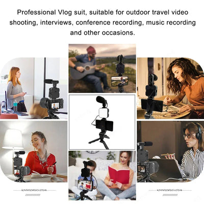 Hridz Smartphone Vlogging Kit with Tripod, LED Fill Light & Microphone – TikTok, YouTube & Live Streaming Starter Kit