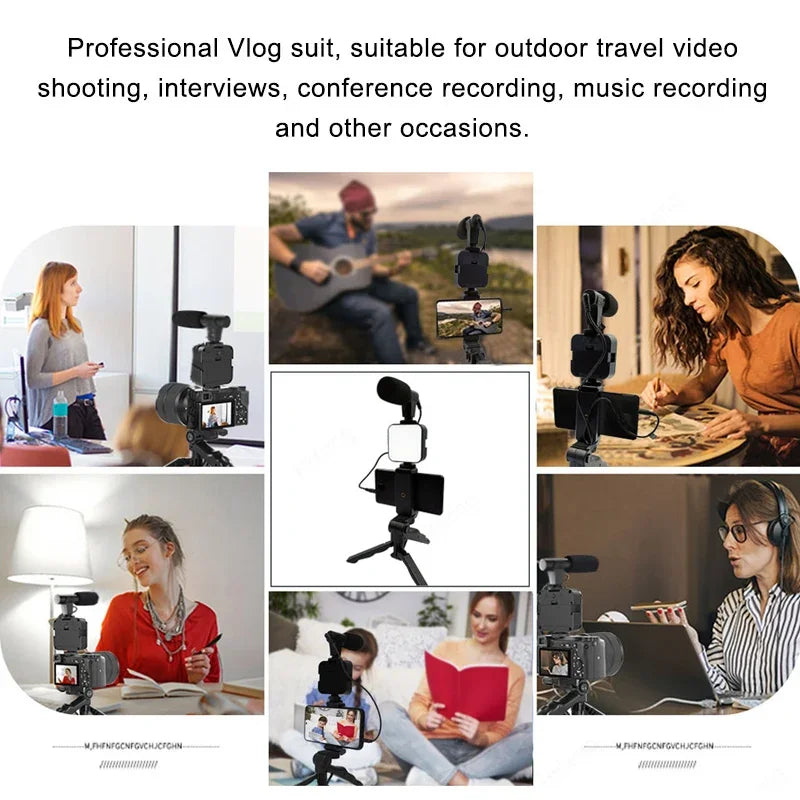 Hridz Smartphone Vlogging Kit with Tripod, LED Fill Light & Microphone – TikTok, YouTube & Live Streaming Starter Kit