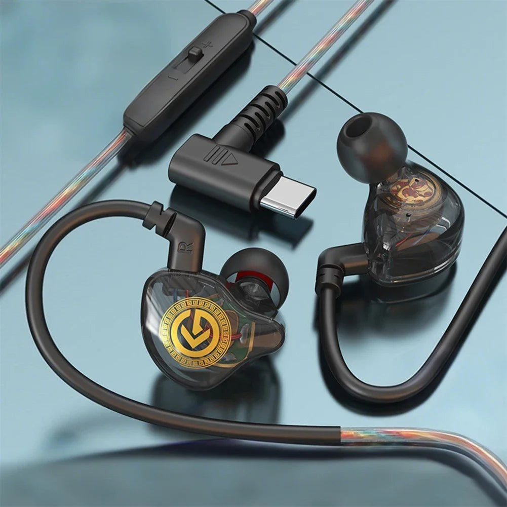 Hridz USB Type-C Wired In-Ear Earphones with Microphone Hifi Headphones with Volume Control