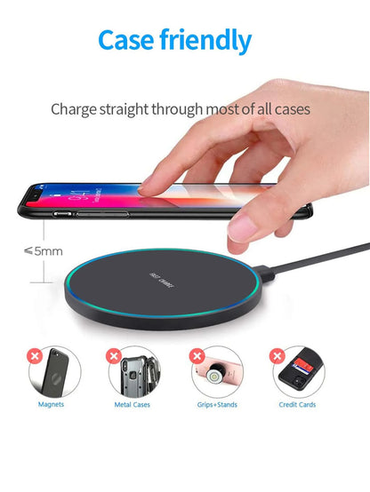 Hridz Ultra Fast Wireless Charger Slim Pad For Samsung Xiaomi Huawei iPhone
