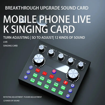 Hridz V8S Sound Card Bluetooth Sound Mixer Board for Live Streaming with Effects