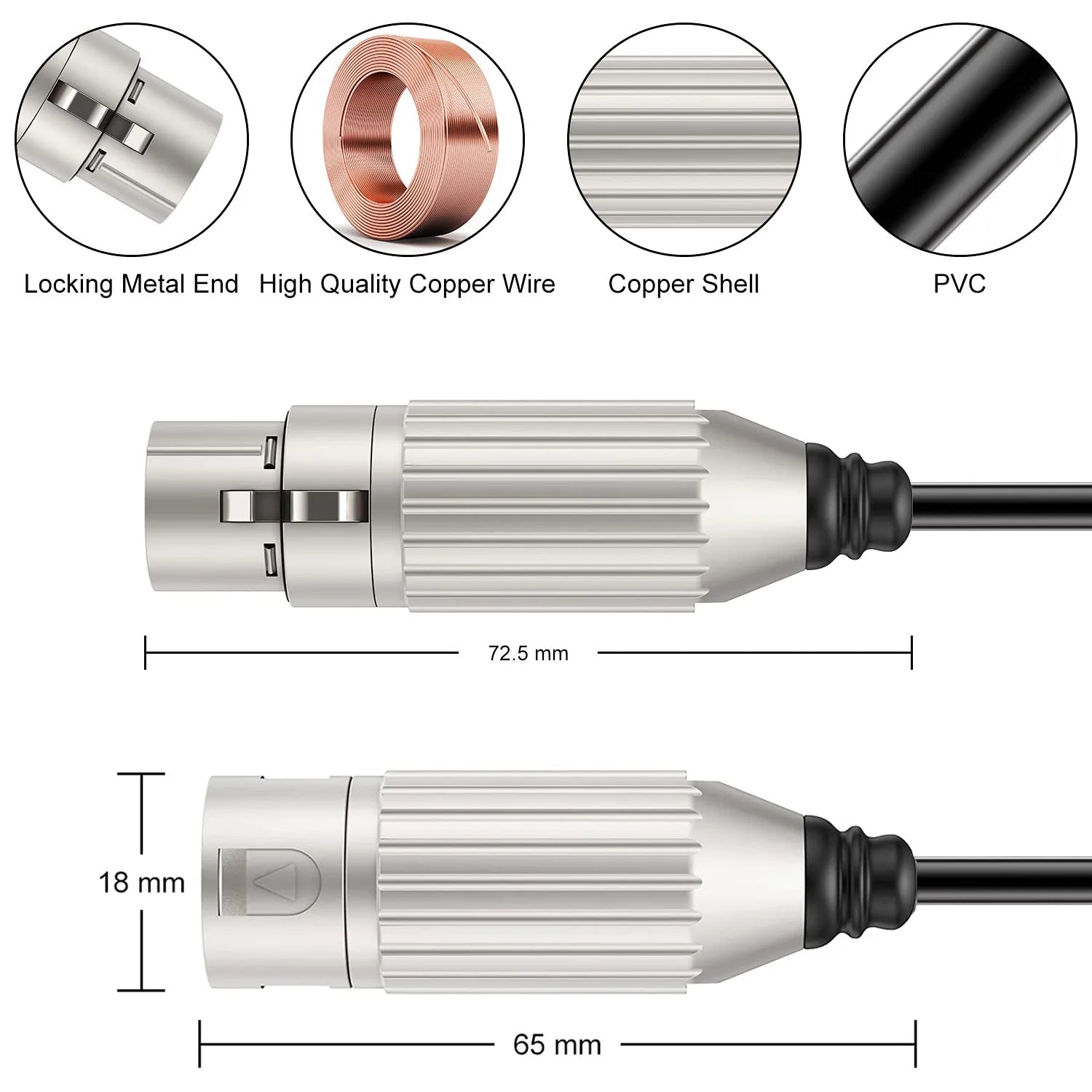 Hridz XLR Audio Cable Male to Female High-Fidelity Sound for Microphones Mixers Speakers & Amplifiers