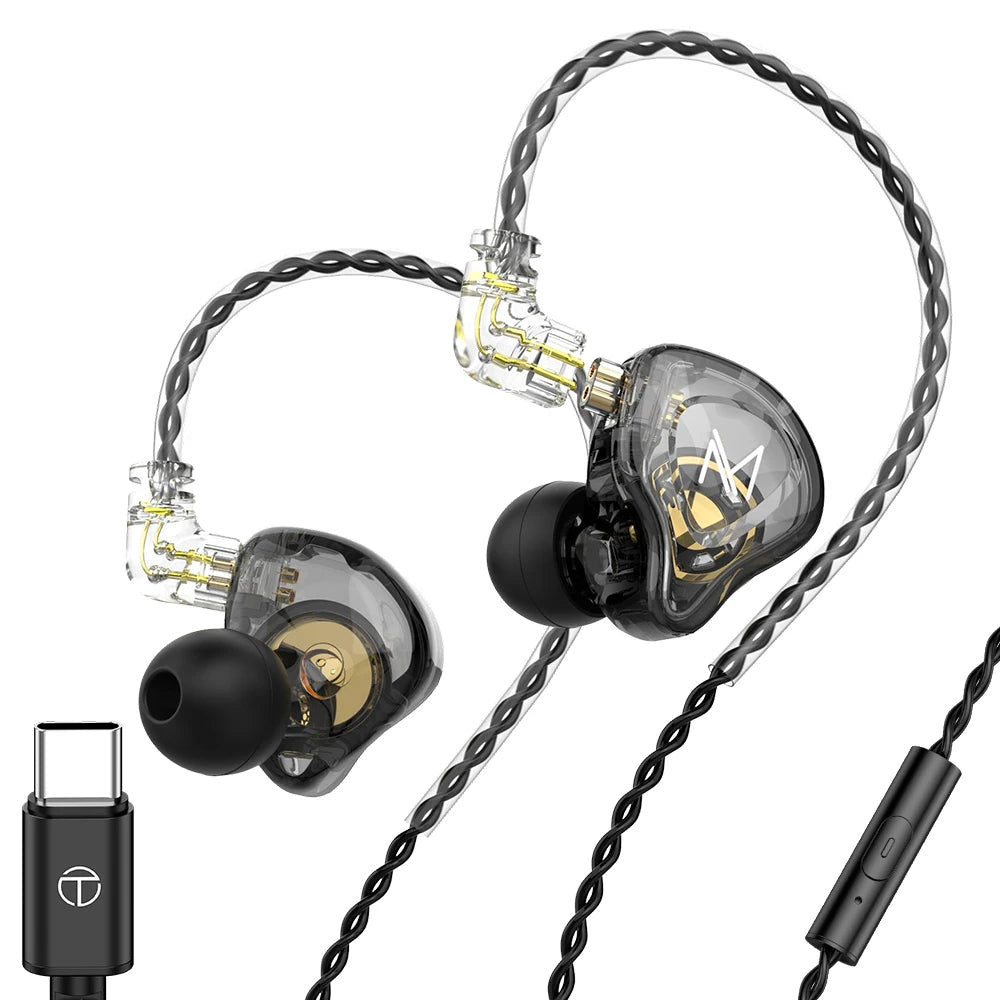 Hridz mt1 HIFI In-Ear Monitor Earphone Type-C With Mic DJ Monitor Earphones Dynamic Noise Cancelling