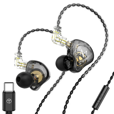 Hridz mt1 HIFI In-Ear Monitor Earphone Type-C With Mic DJ Monitor Earphones Dynamic Noise Cancelling