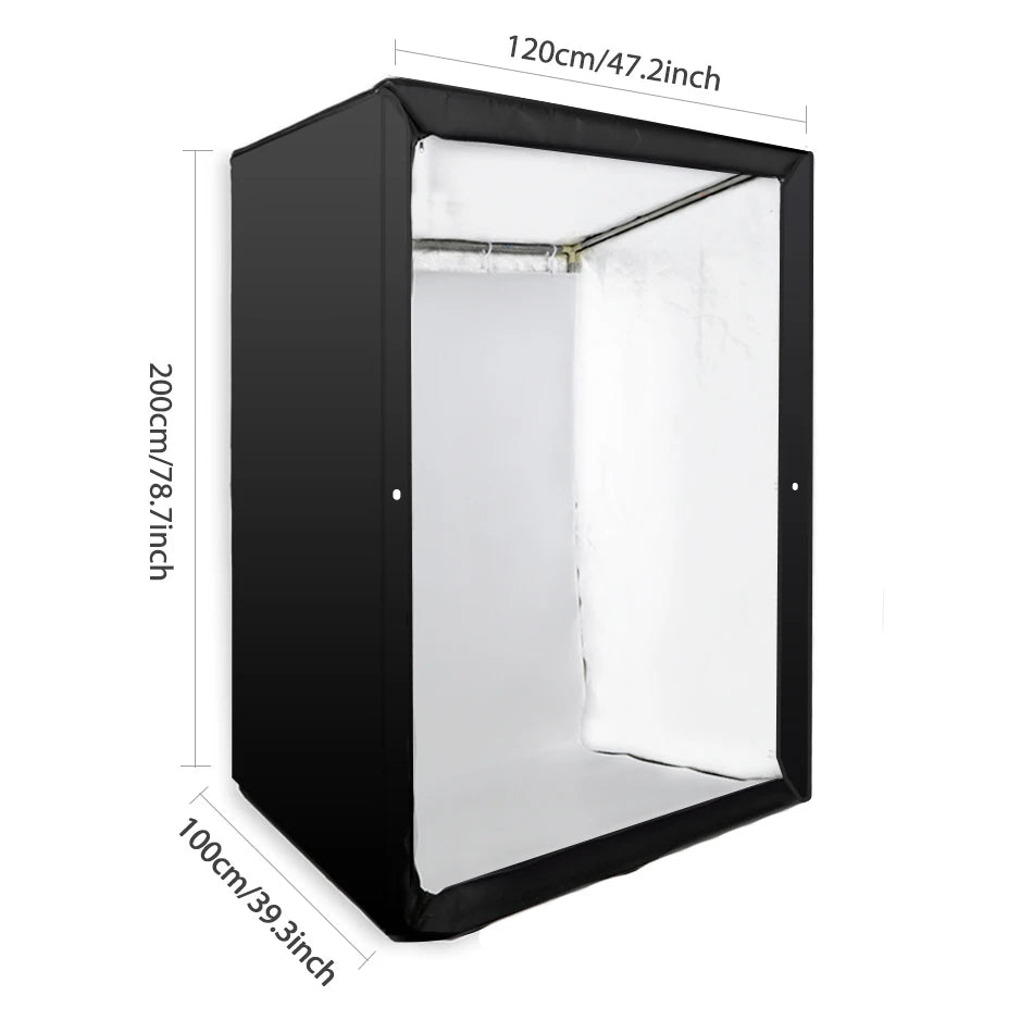 Hridz 200x120x100cm Extra-Large LED Photo Studio Light Box – 180W Softbox Tent for Model, Portrait, and Product Photography