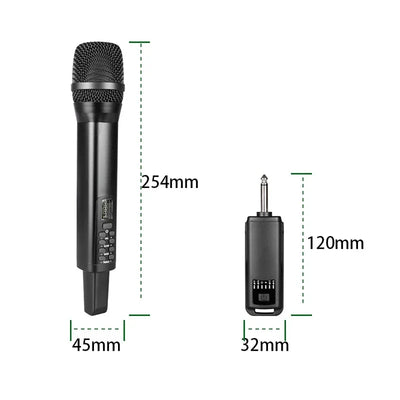 Hridz D100 2.4GHz Wireless Dynamic Karaoke Microphone System with Receiver, Reverb & Bass Control