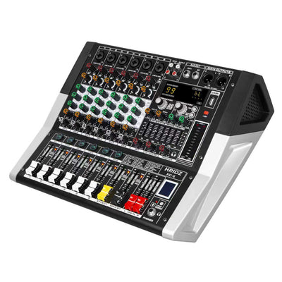 Hridz KG-6 Powered Mixer & U8 Dual Wireless Mic Bundle, 600W × 2