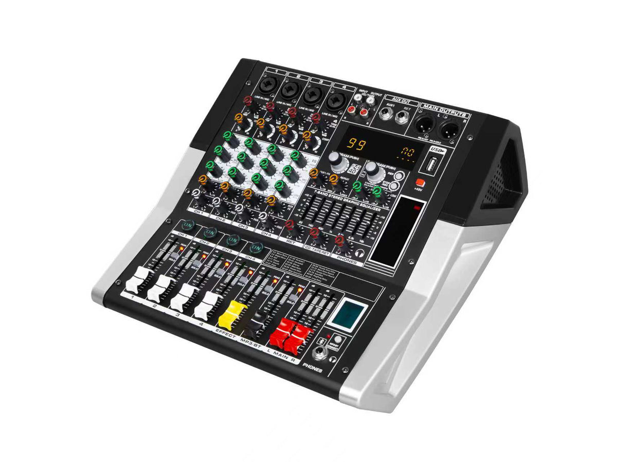Hridz KG-4 / KG-6 / KG-8 Powered Audio Mixer 600W × 2 with Bluetooth, USB & Built-In Effects
