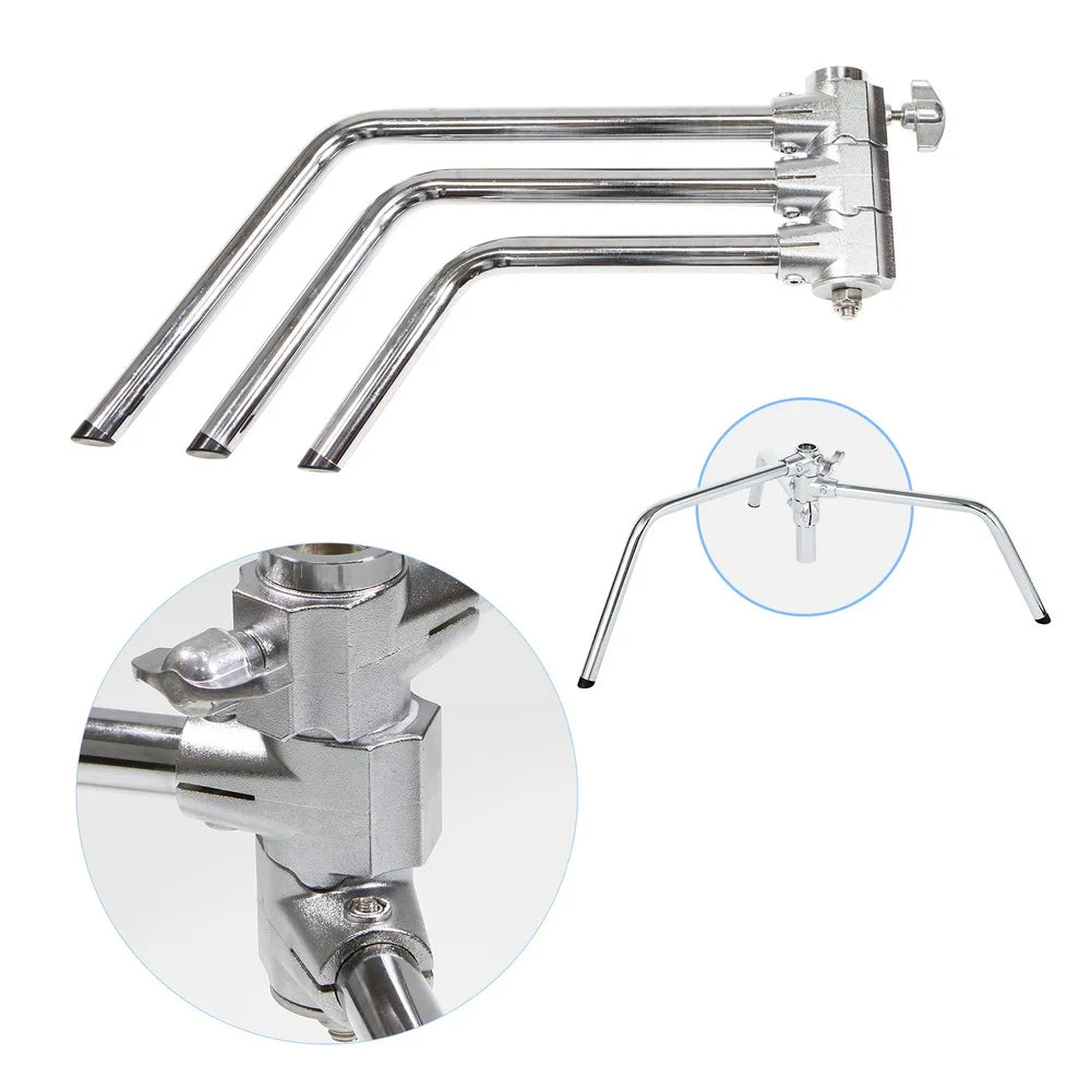 Hridz Stainless Steel Heavy Duty C-Stand, Adjustable 5–10ft / 1.5–3.3m Tripod Stand for Softbox, Flash, Reflector & Studio Lighting