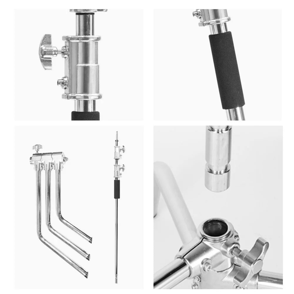 Hridz Stainless Steel Heavy Duty C-Stand, Adjustable 5–10ft / 1.5–3.3m Tripod Stand for Softbox, Flash, Reflector & Studio Lighting