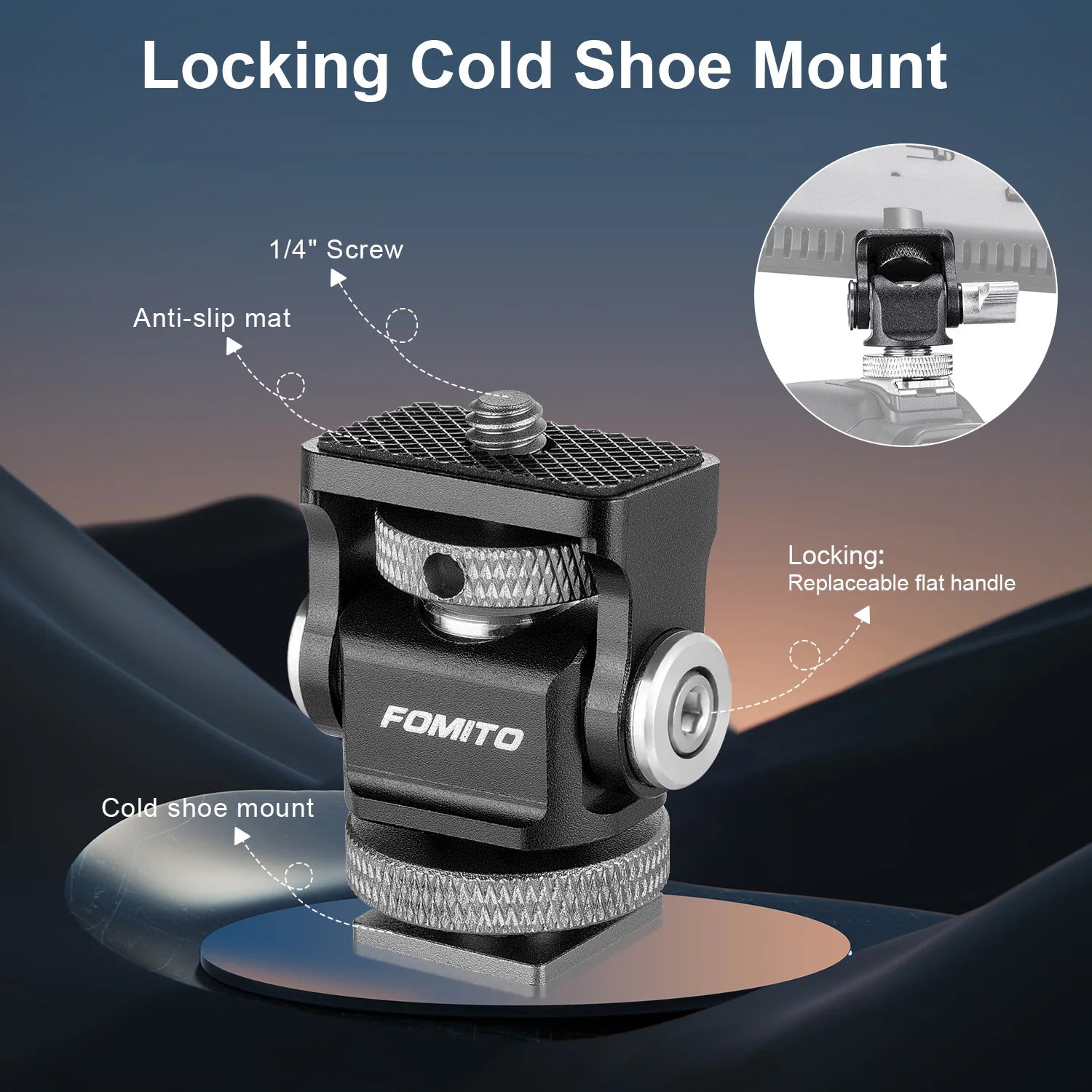 Mini Monitor Mount Holder Cold Shoe Swivel for LED Light Monitor Microphone Camera