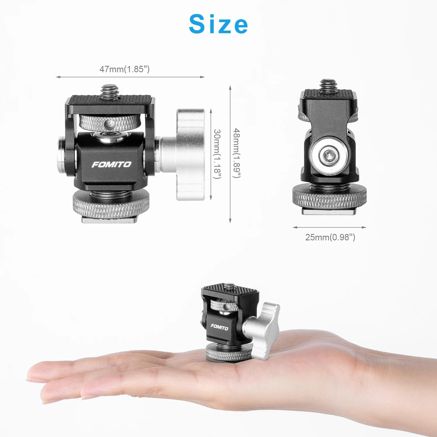 Mini Monitor Mount Holder Cold Shoe Swivel for LED Light Monitor Microphone Camera