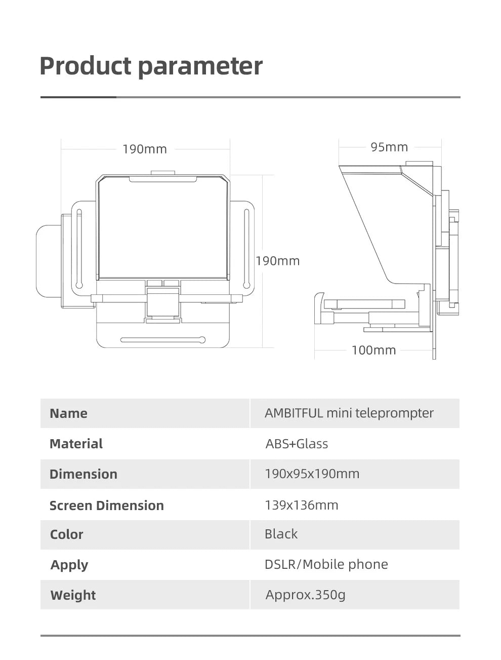 Mini Teleprompter for Mobile & DSLR Camera Recording - Portable Inscriber Artifact Video With Remote Control