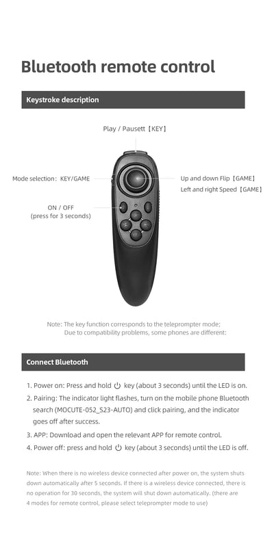 Mini Teleprompter for Mobile & DSLR Camera Recording - Portable Inscriber Artifact Video With Remote Control