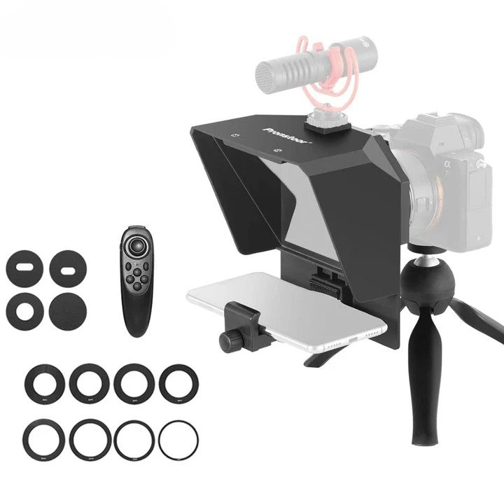 Mini Teleprompter for Mobile & DSLR Camera Recording - Portable Inscriber Artifact Video With Remote Control