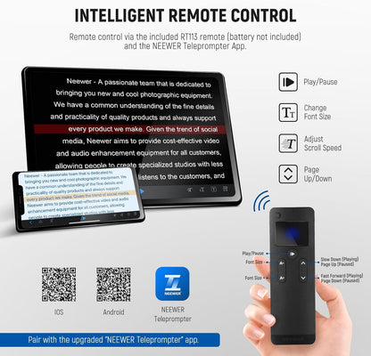 NEEWER Basic X12B Aluminum Alloy Liftable Teleprompter 12" for iPad Tablet Phone DSLR Camera