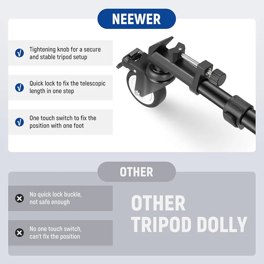 Neewer Heavy Duty Professional Universal Camera Tripod Dolly with 3-inch Rubber Wheels