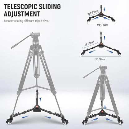 Neewer Heavy Duty Professional Universal Camera Tripod Dolly with 3-inch Rubber Wheels