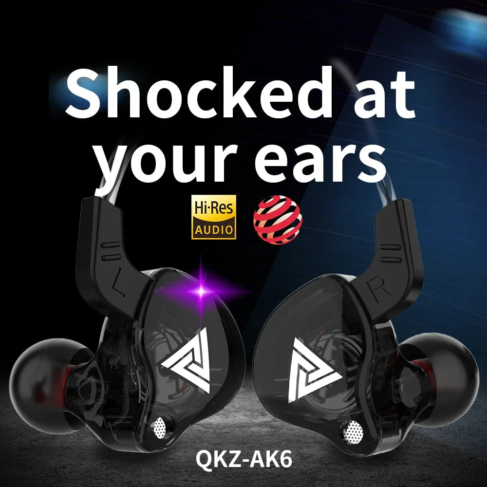 QKZ AK6 In Ear Earphone 6-Dynamic Driver Unit Headphone With Mic HIFI Headset