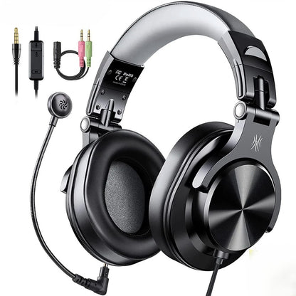 Profesisonal Wired Gaming Headset Gamer Hi-Res Over Ear Audio Headphones With Detachable Microphone