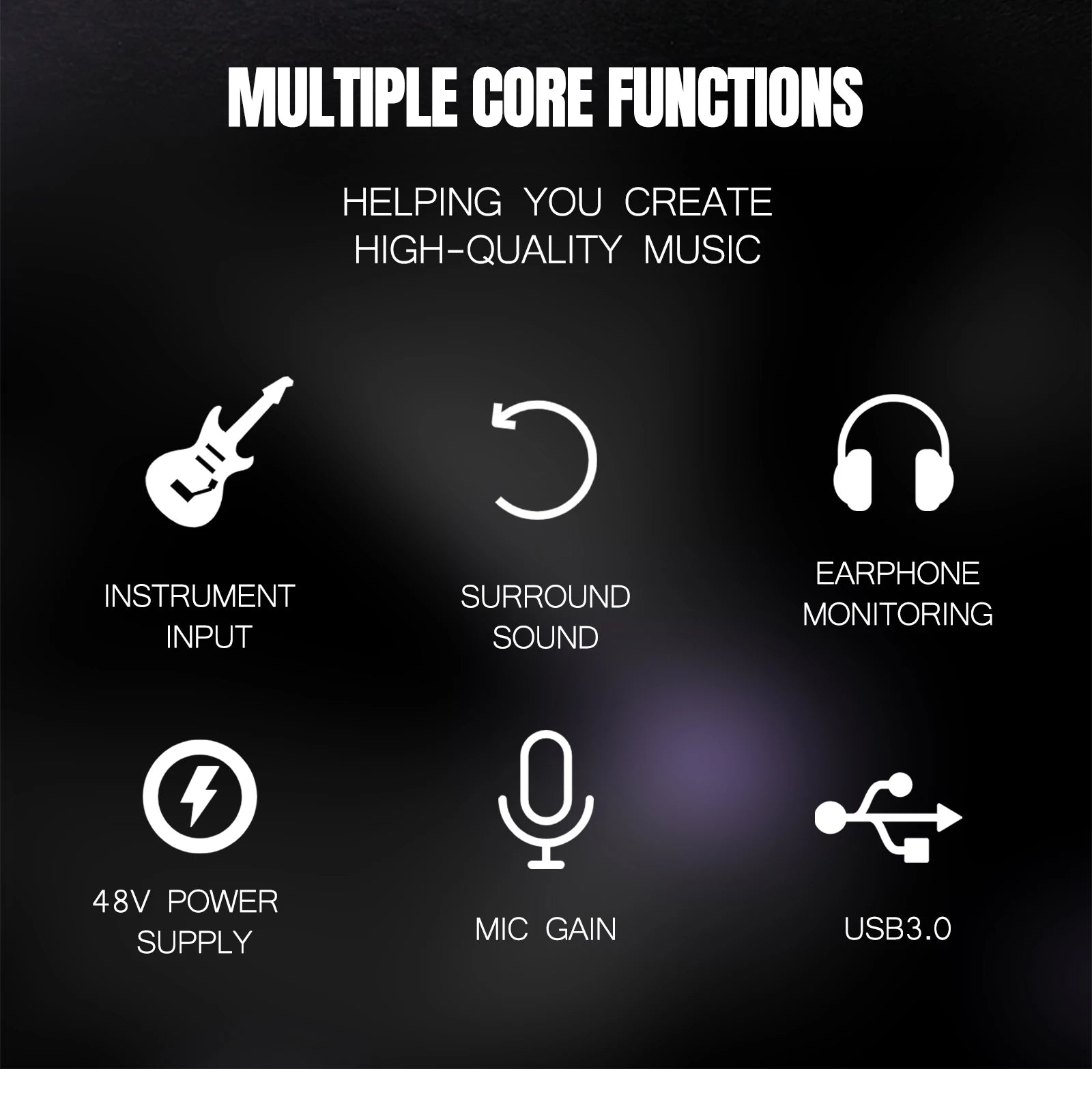 Professional USB Audio Interface: 24-bit/192kHz Sound Card with Loopback & +48V Phantom Power