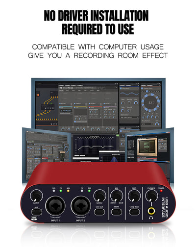 Professional USB Audio Interface: 24-bit/192kHz Sound Card with Loopback & +48V Phantom Power