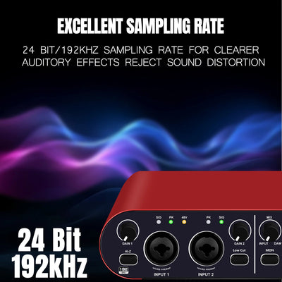 Professional USB Audio Interface: 24-bit/192kHz Sound Card with Loopback & +48V Phantom Power