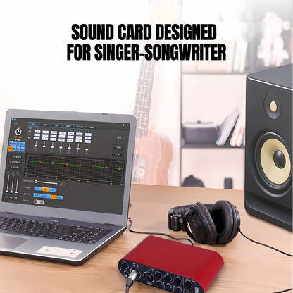 Professional USB Audio Interface: 24-bit/192kHz Sound Card with Loopback & +48V Phantom Power
