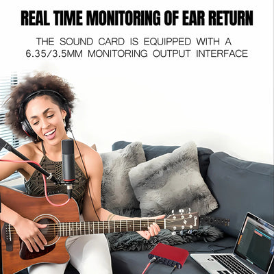 Professional USB Audio Interface: 24-bit/192kHz Sound Card with Loopback & +48V Phantom Power