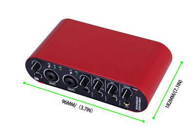 Professional USB Audio Interface: 24-bit/192kHz Sound Card with Loopback & +48V Phantom Power