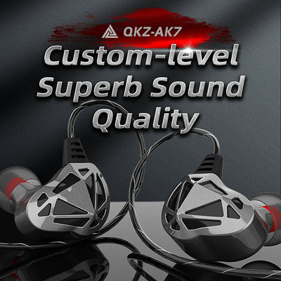 QKZ AK7 Copper Driver Wired IEM Earphones With MIC HiFi Bass Stereo Super Clear Gaming Headset