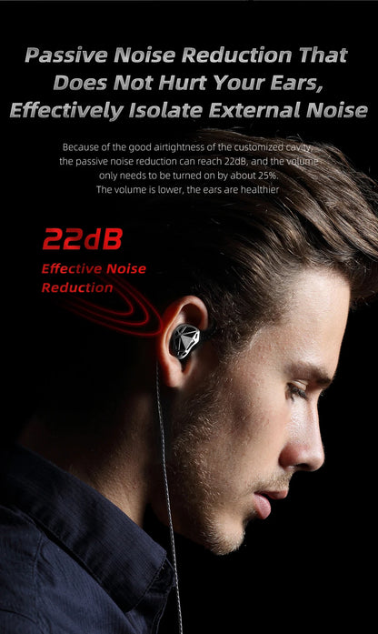 QKZ AK7 Copper Driver Wired IEM Earphones With MIC HiFi Bass Stereo Super Clear Gaming Headset