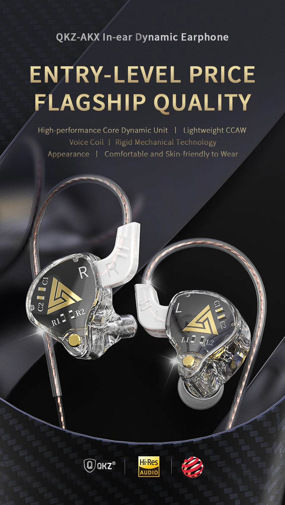 QKZ AKX DMX HIFI Heavy Bass In-Ear Earphones With Mic IEM Level 3.5mm Headphone